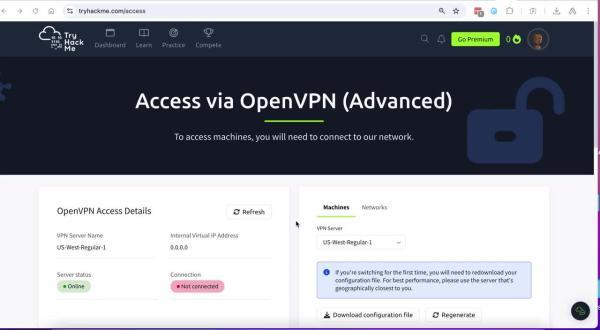 Connect to TRYHACKME network